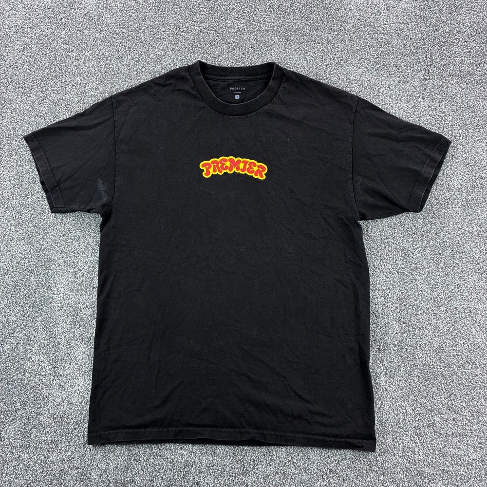 Premier Skateboard Shop Shirt Mens Large Black Short Sleeve Bubble Letter Logo